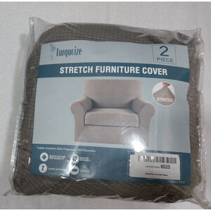 Turquoize 2 Piece Form Fit Armchair Stretch Furniture Cover Taupe